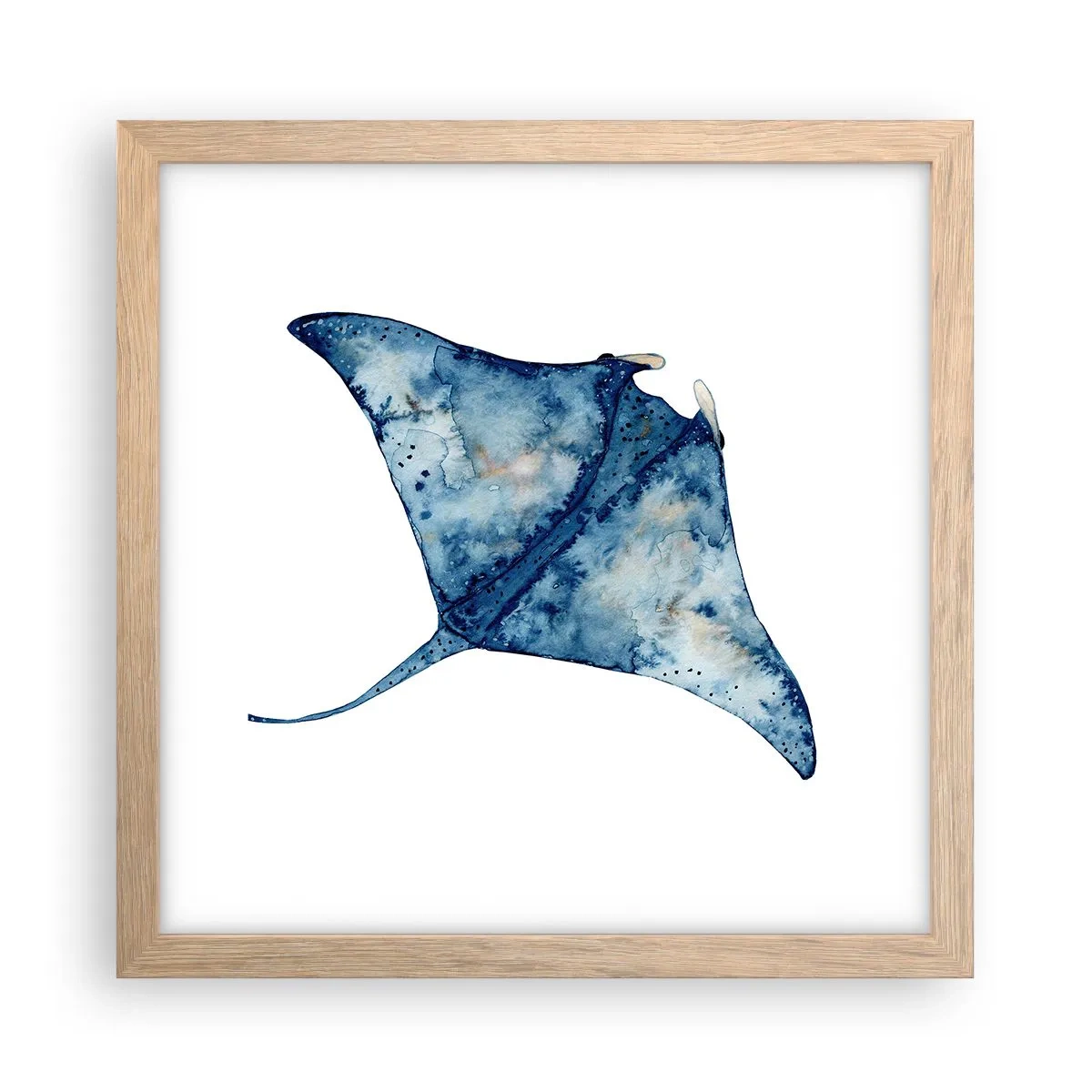 Poster in einem Rahmen aus heller Eiche - Leben im Blau - 30x30 cm