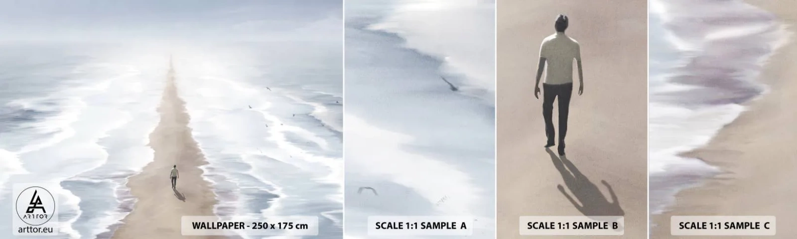 Fototapeten Muster Selbstklebend Deluxe Sticker - Glänzende Zukunft - Meer, Hell, Strand - 100x30 cm