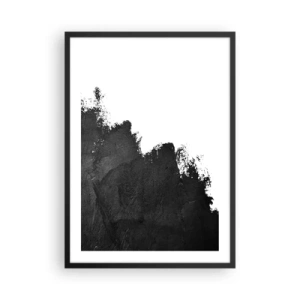 Poster in einem schwarzem Rahmen - Minimalistische Abstraktion mit schwarzem Akzent auf weißem Hintergrund - 50x70cm - Elemente: Erde - Moderne Wanddekoration für Wohnzimmer und Schlafzimmer ARTTOR