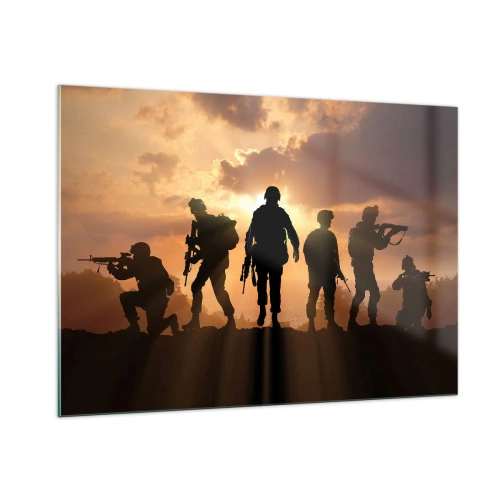 Glasbild - Bild auf glas - Waffenbrüder - 100x70cm - Waffenbrüder - Moderne Wanddekoration für Wohnzimmer und Schlafzimmer ARTTOR