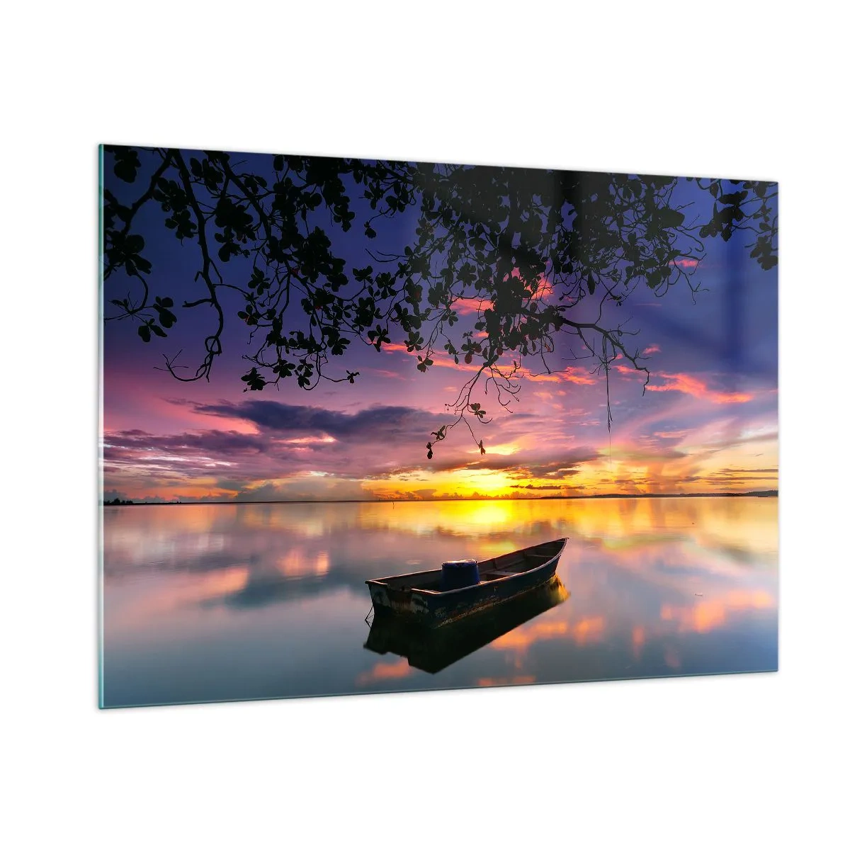 Glasbild - Bild auf glas - Sie scheinen in der Mitte eines Himmelskreises zu hängen … - 100x70cm - Du scheinst mitten am Himmel zu hängen... - Moderne Wanddekoration für Wohnzimmer und Schlafzimmer ARTTOR