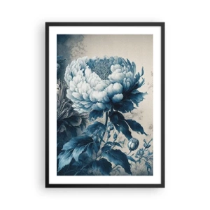Poster in einem schwarzem Rahmen - Zarte blaue Blume im Vintage-Stil - 50x70cm - Passendes Paar - Moderne Wanddekoration für Wohnzimmer und Schlafzimmer ARTTOR