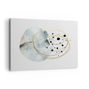 Bild auf Leinwand - Leinwandbild - Minimalistische Abstraktion mit geometrischem Muster und goldenen Linien - 100x70cm - Vom Weltraum umarmt - Moderne Wanddekoration für Wohnzimmer und Schlafzimmer ARTTOR