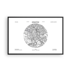 Poster in einem schwarzem Rahmen - Anatomie von Krakau - 91x61 cm