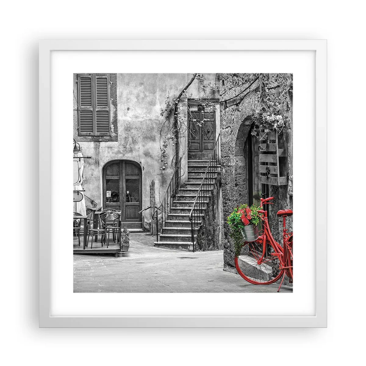 Poster in einem weißen Rahmen - Toskanische Gasse - 40x40 cm