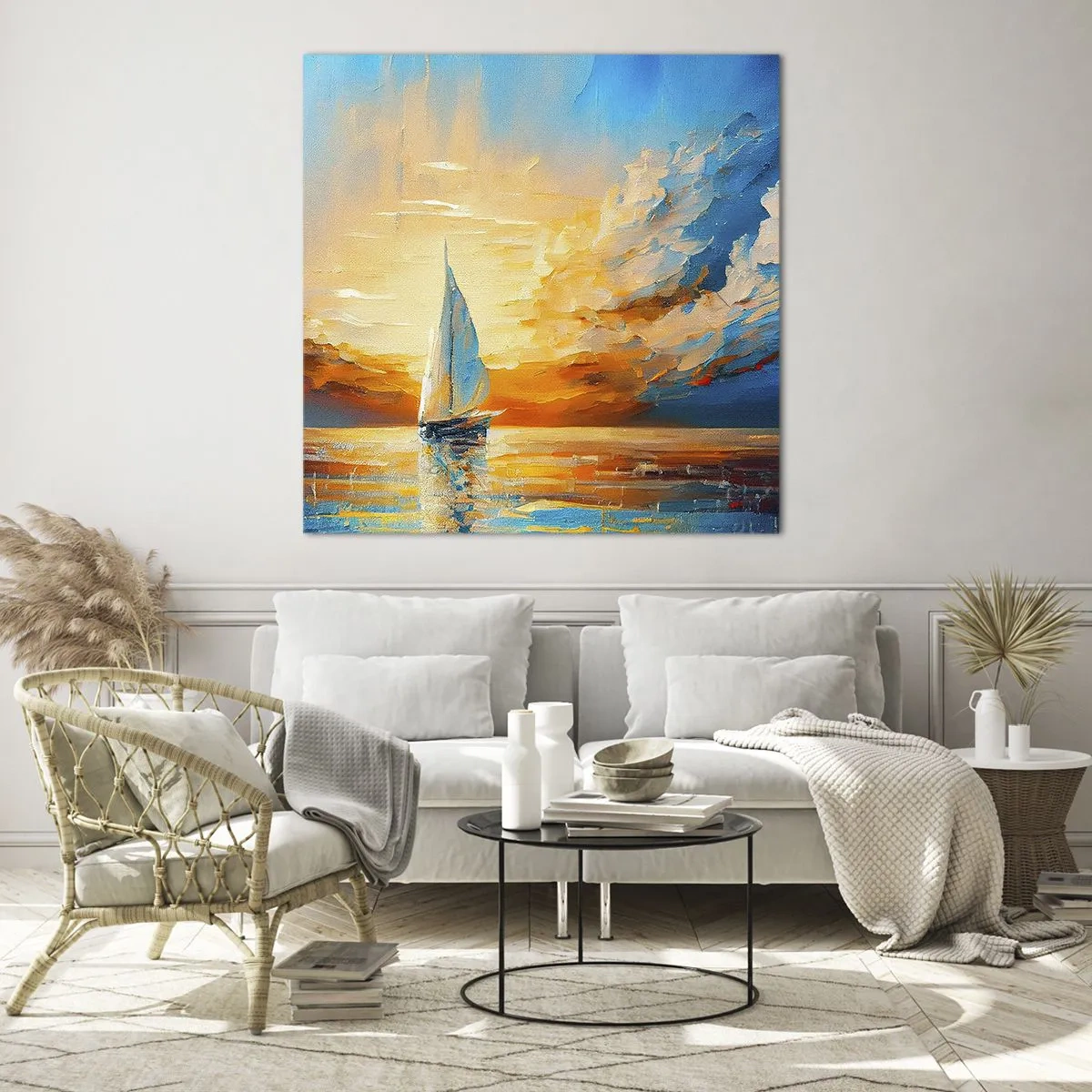 Glasbild - Bild auf glas - In Gold segeln - 70x70 cm