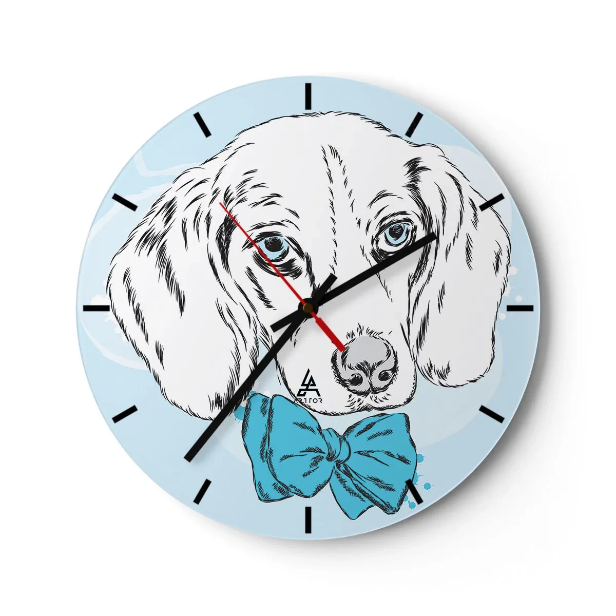Wanduhr - Glasuhr - Hunde-Eleganz - 40x40 cm