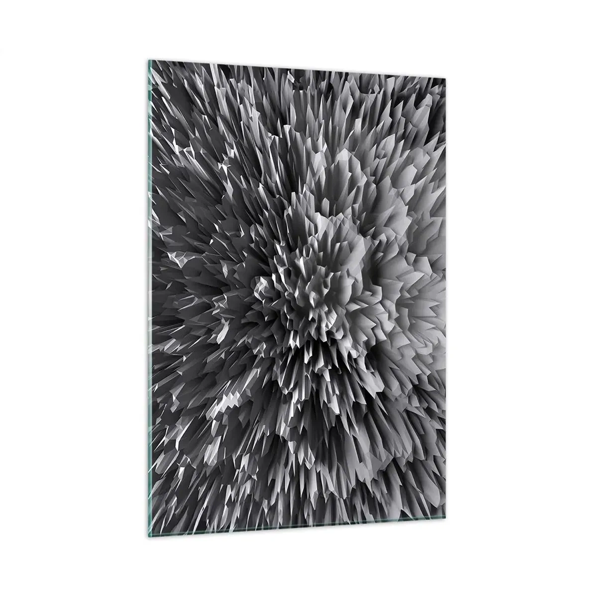 Glasbild - Bild auf glas - Abstrakte schwarz-weiße 3D-Struktur mit scharfen Kanten - 50x70cm - Härter kann es nicht werden - Moderne Wanddekoration für Wohnzimmer und Schlafzimmer ARTTOR