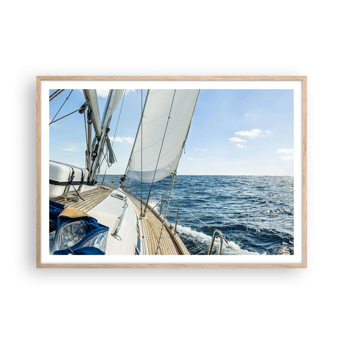 Poster in einem Rahmen aus heller Eiche - Ahoi, Abenteuer - 100x70 cm