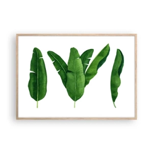 Poster in einem Rahmen aus heller Eiche - Grüne Symmetrie - 100x70 cm