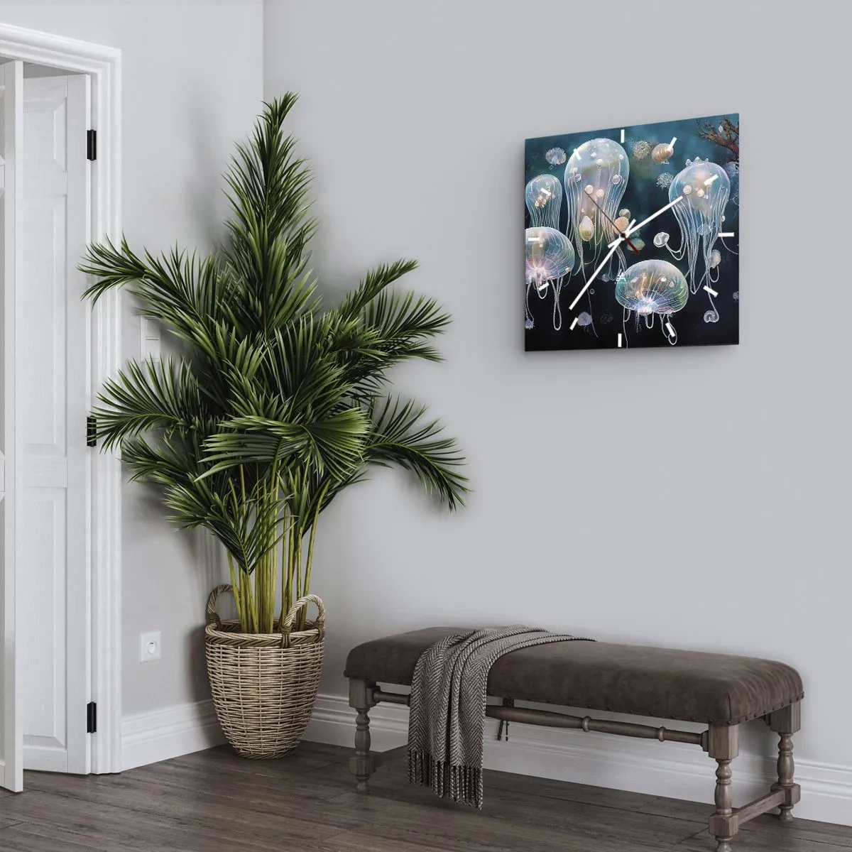 Wanduhr - Glasuhr - Unterwasserball - 40x40 cm