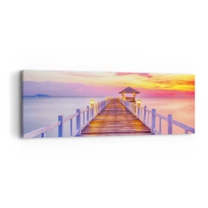 Bild auf Leinwand - Leinwandbild - Die lila-goldene Stille des Abends - 90x30 cm