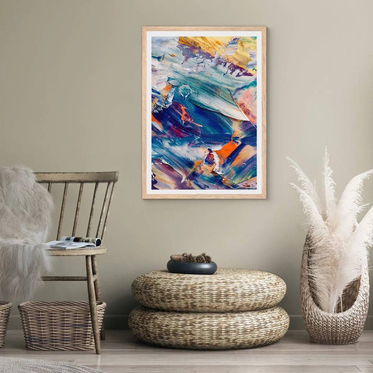 Poster in einem Rahmen aus heller Eiche - Farbverwirrung - 70x100 cm