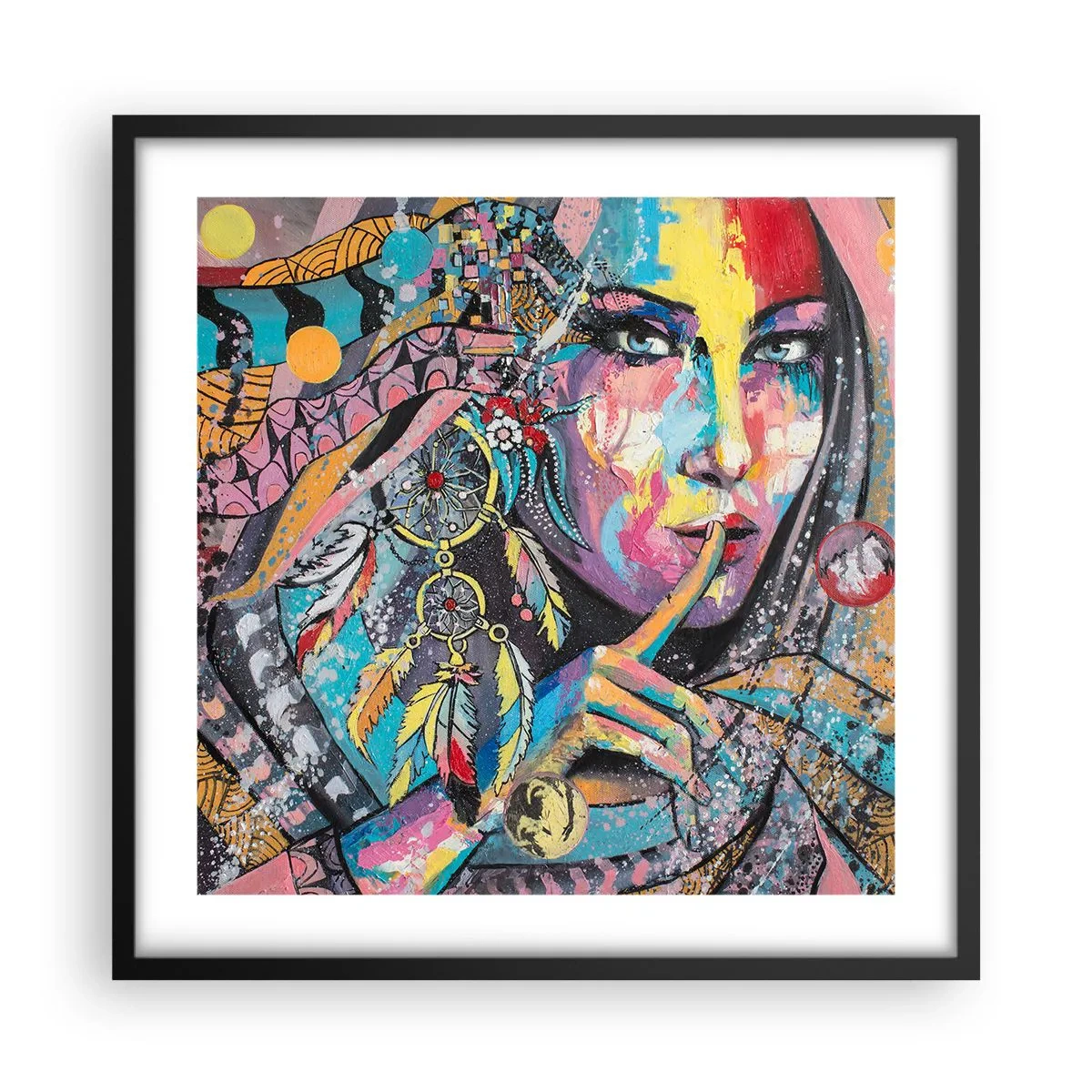 Poster in einem schwarzem Rahmen - Sei still, bis du verstehst - 50x50 cm