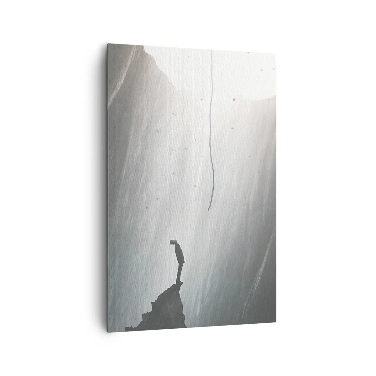 Bild auf Leinwand - Leinwandbild - Silhouette eines Mannes auf dem Boden einer Höhle mit Blick auf das Licht - 80x120cm - Es gibt immer einen Ausweg - Moderne Wanddekoration für Wohnzimmer und Schlafzimmer ARTTOR