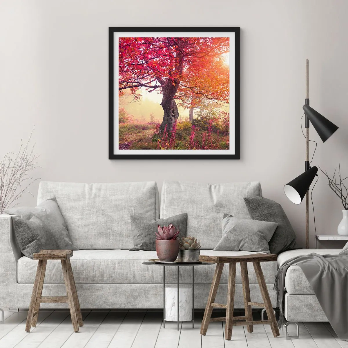 Poster in einem schwarzem Rahmen - Blühende Raserei - 40x40 cm