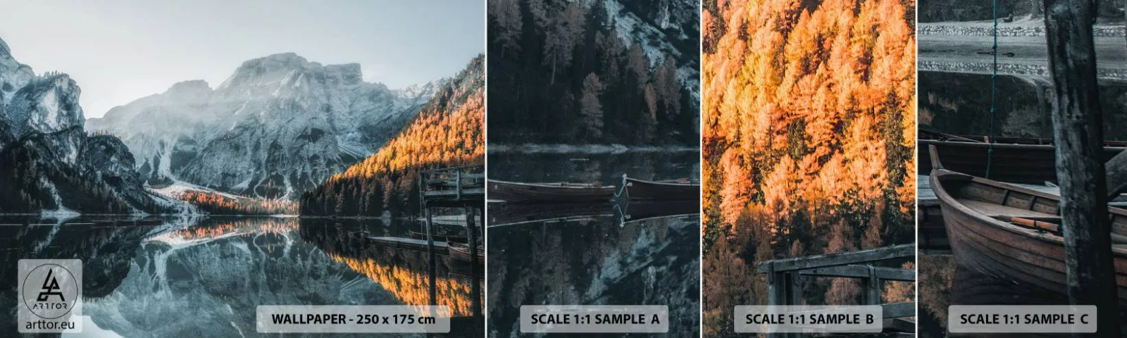 Fototapetenmuster Standard Eco - Spiegellandschaft - Landschaft, Berge, See - 100x30 cm