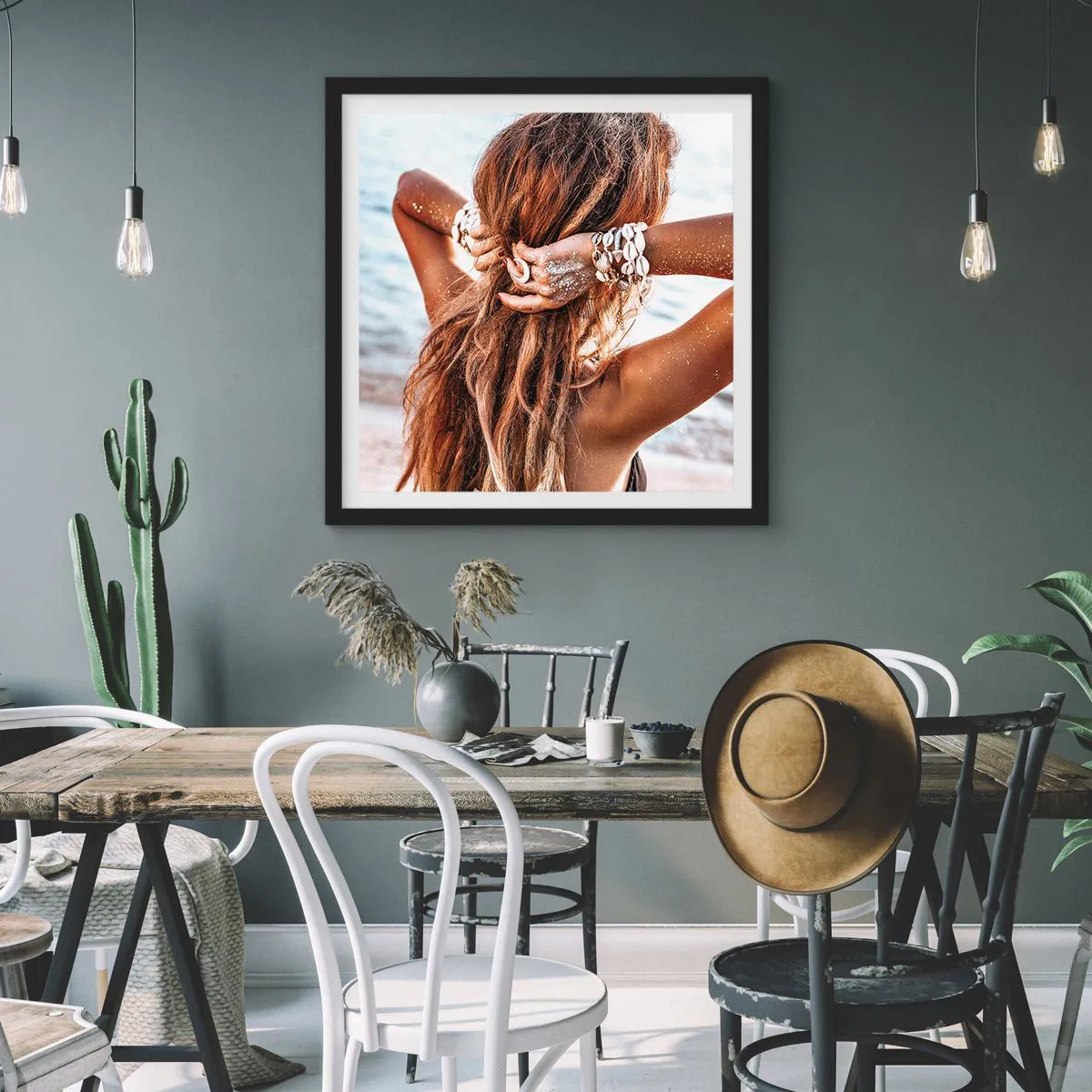 Poster in einem schwarzem Rahmen - Eine Schwester von Wasser und Sonne - 50x50 cm