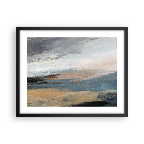 Poster in einem schwarzem Rahmen - Abstraktion: nördliche Landschaft - 50x40 cm