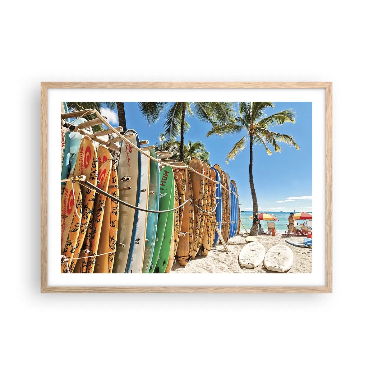 Poster in einem Rahmen aus heller Eiche - Sonniger Spaß - 70x50 cm