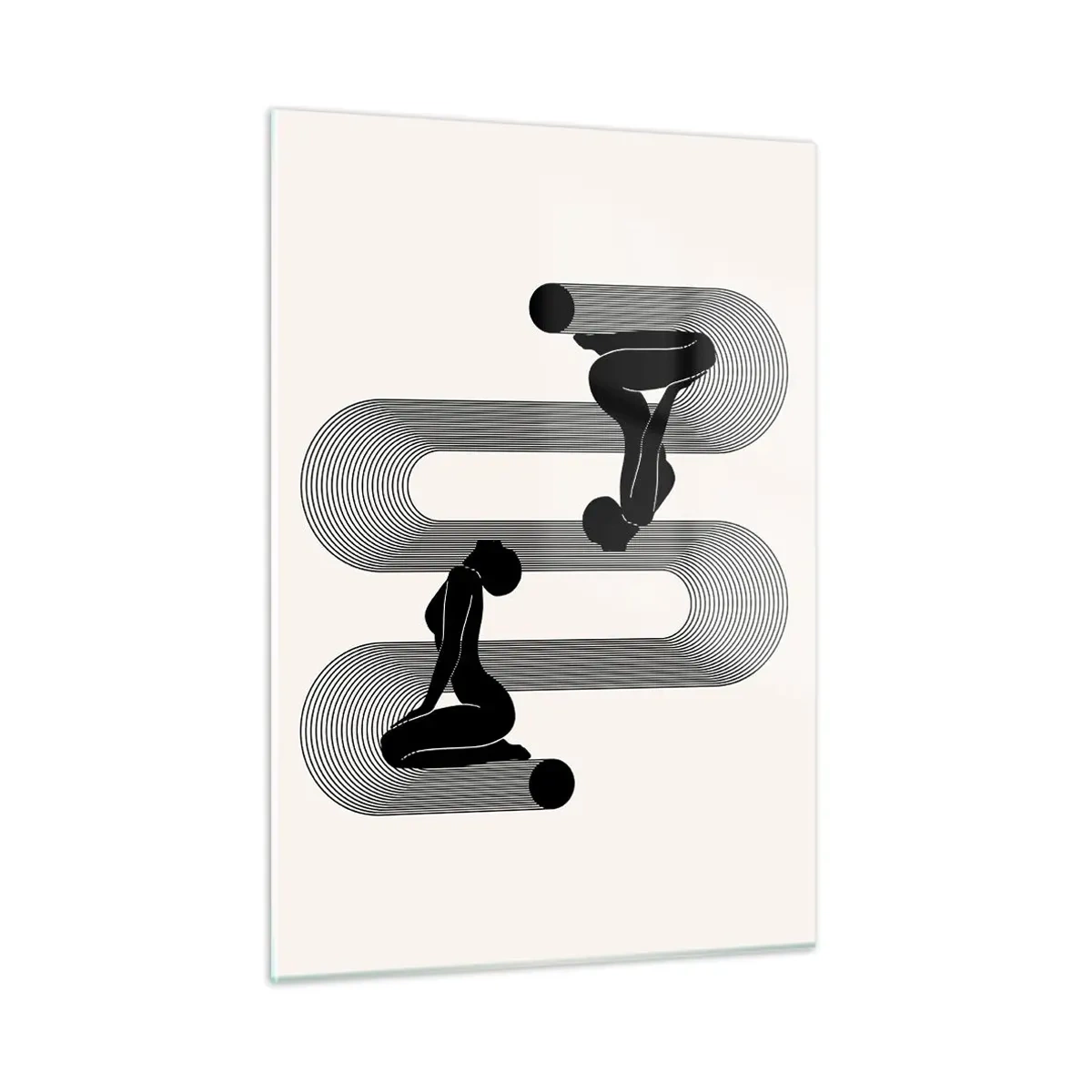 Glasbild - Bild auf glas - Minimalistische feminine Silhouetten mit grafischem Linienmotiv - 50x70cm - Sinnliche Symmetrie - Moderne Wanddekoration für Wohnzimmer und Schlafzimmer ARTTOR