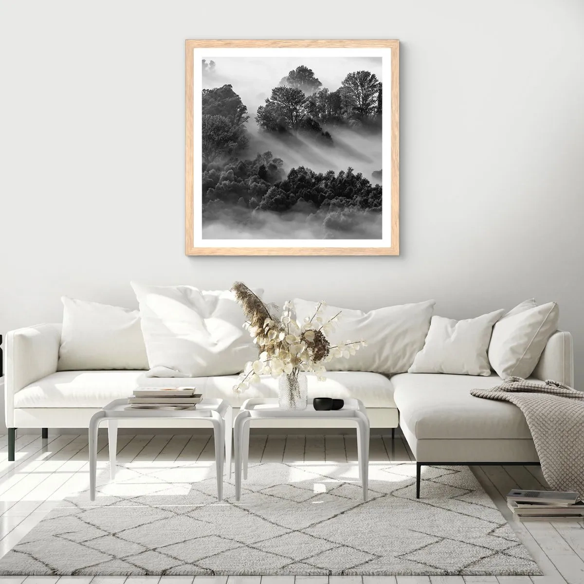 Poster in einem Rahmen aus heller Eiche - Aufstehend aus dem Schlaf - 60x60 cm