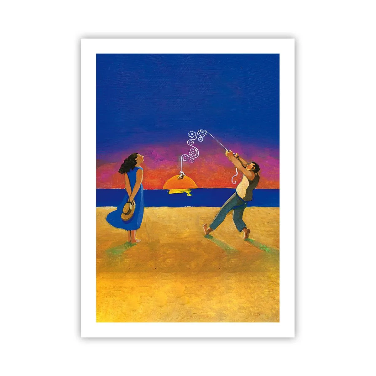 Poster - Figuren am Strand bei Sonnenuntergang - 50x70cm - Mehr als ein Sternchen vom Himmel - Moderne Wanddekoration für Wohnzimmer und Schlafzimmer ARTTOR