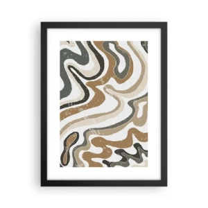 Poster in einem schwarzem Rahmen - Mäander in Erdfarben - 30x40 cm