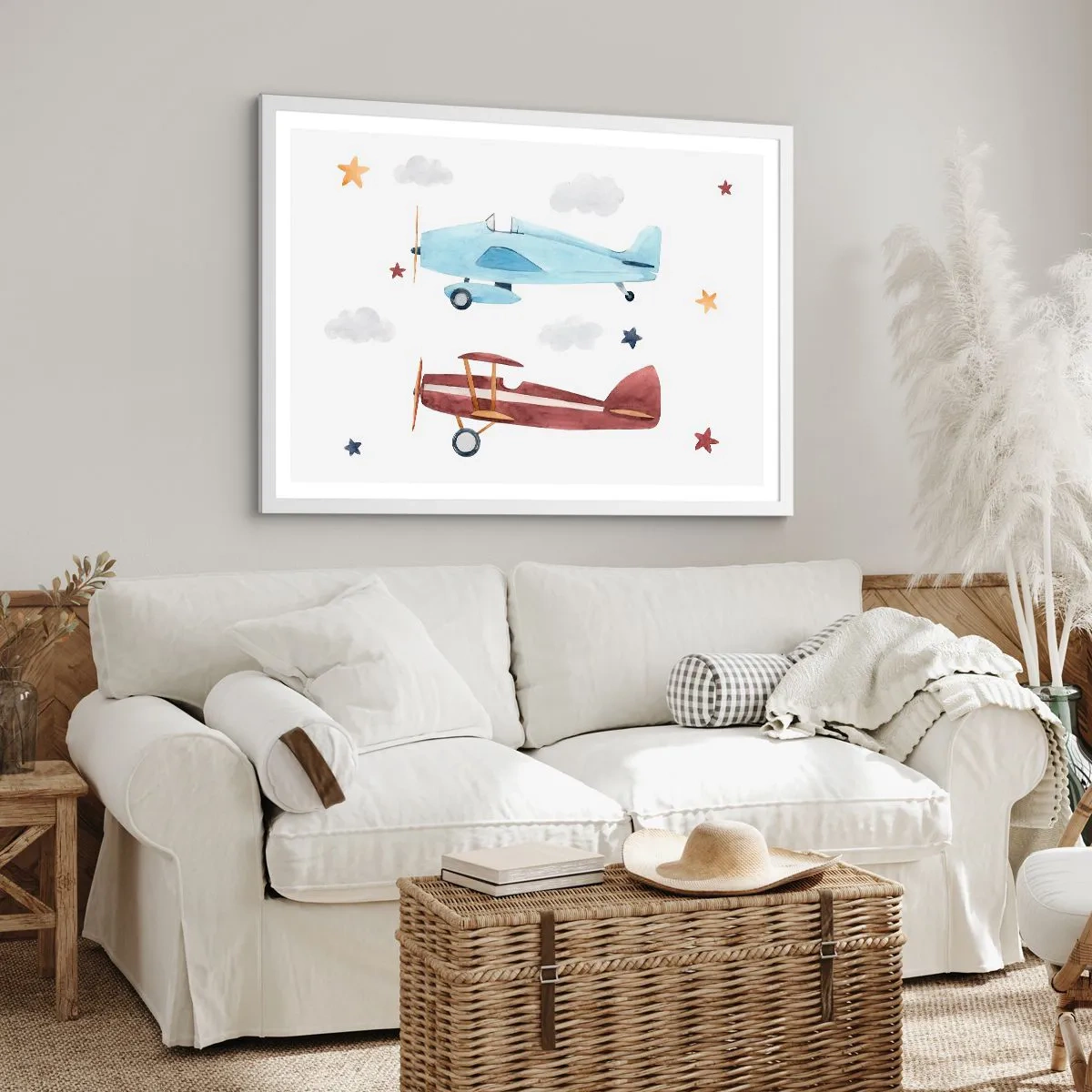 Poster in einem weißen Rahmen - Wir warten, Herr Pilot! - 70x50 cm