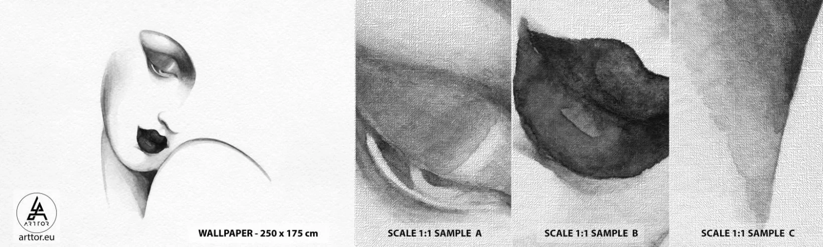 Fototapeten Muster Premium Canvas - Im Stil von Łempicka - Porträt einer Frau, Das Gesicht einer Frau, Stück - 100x30 cm