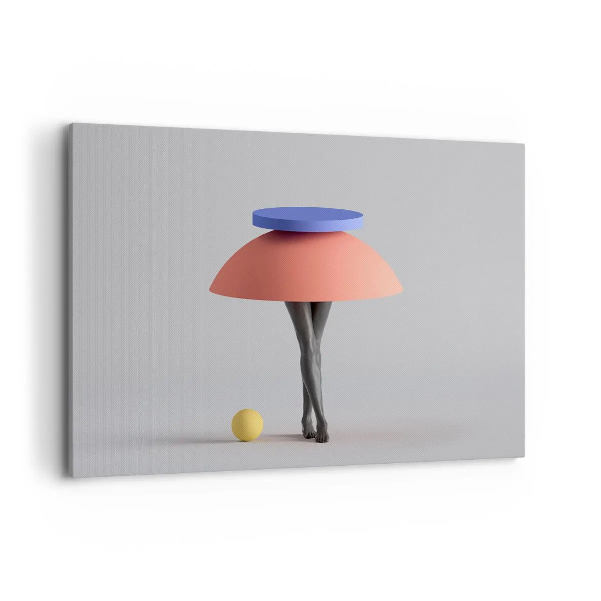 Bild auf Leinwand - Leinwandbild - Abstrakte geometrische Komposition mit Beinen und einem Ball - 100x70cm - Surrealistische Komposition - Moderne Wanddekoration für Wohnzimmer und Schlafzimmer ARTTOR