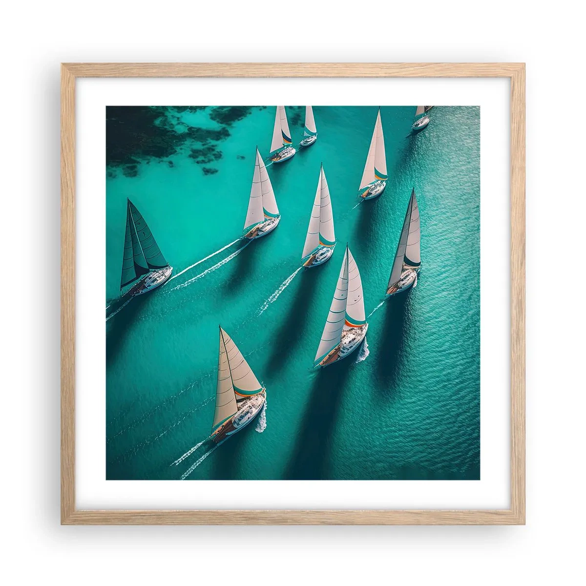 Poster in einem Rahmen aus heller Eiche - Im Wettbewerb mit dem Wind - 50x50 cm