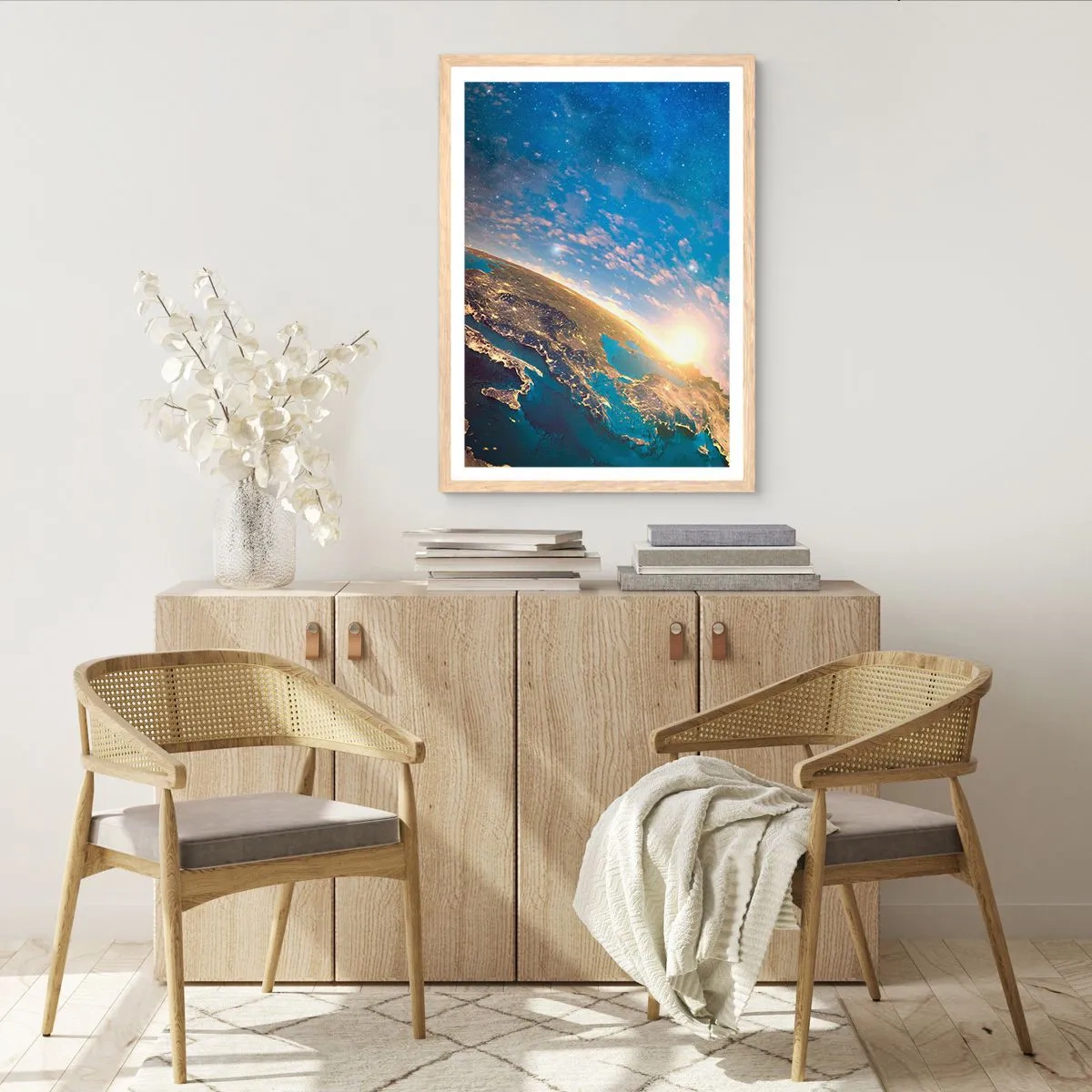 Poster in einem Rahmen aus heller Eiche - Schauen wir uns aus der Ferne an - 70x100 cm