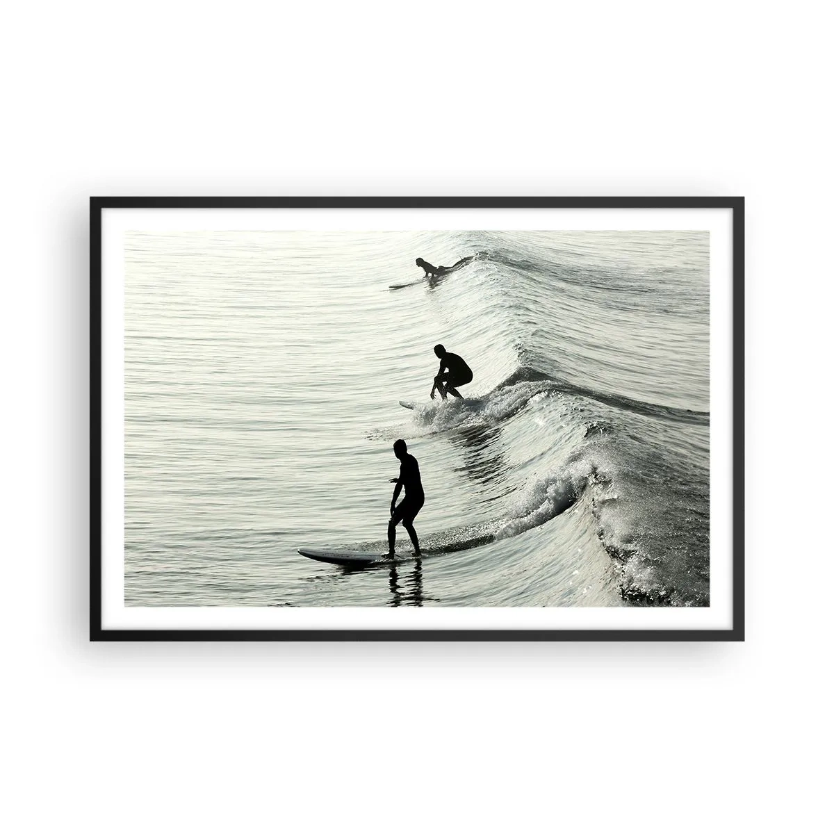 Poster in einem schwarzem Rahmen - Gegen die Welle - 91x61 cm