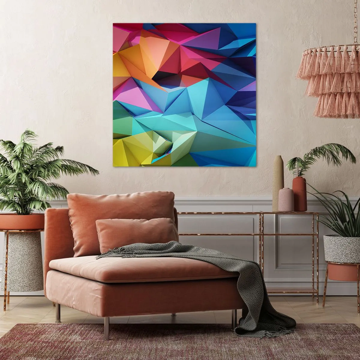 Bild auf Leinwand - Leinwandbild - Regenbogen-Origami - 70x70 cm