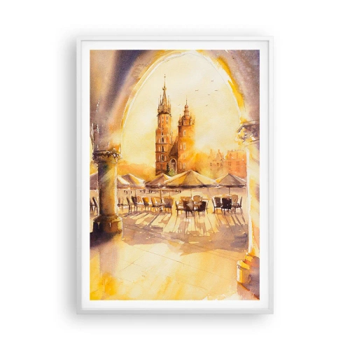Poster in einem weißen Rahmen - Östlich über dem Krakauer Marktplatz - 70x100 cm