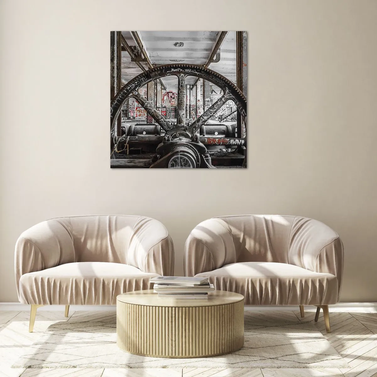 Glasbild - Bild auf glas - Das geheime Leben der Fabrik - 70x70 cm