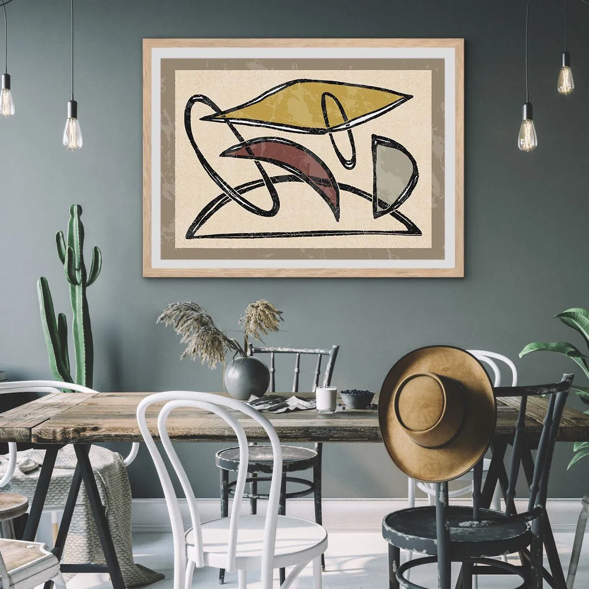 Poster in einem Rahmen aus heller Eiche - Vertikale und Horizontale - 100x70 cm