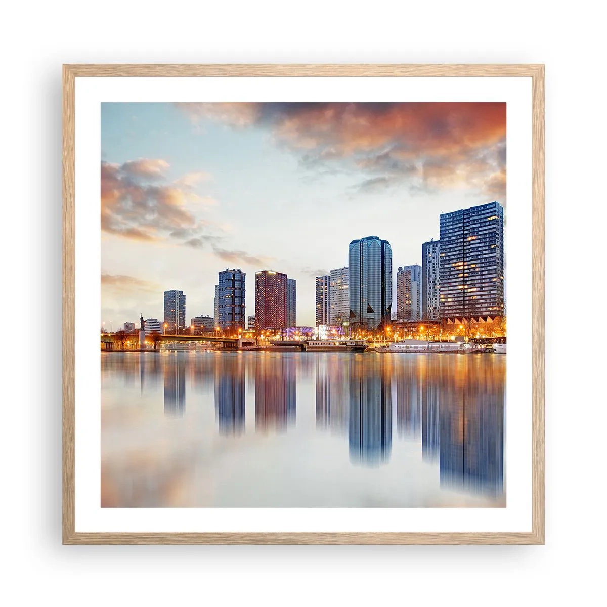 Poster in einem Rahmen aus heller Eiche - Die monumentale Ruhe von Paris - 60x60 cm
