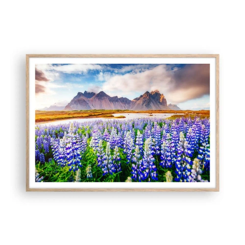 Poster in einem Rahmen aus heller Eiche - Kraft und Strenge neben Sanftmut - 100x70 cm