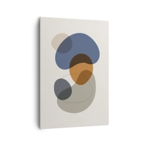 Bild auf Leinwand - Leinwandbild - Abstrakte bunte Formen in Blau- und Brauntönen - 70x100cm - Farbtropfen - Moderne Wanddekoration für Wohnzimmer und Schlafzimmer ARTTOR