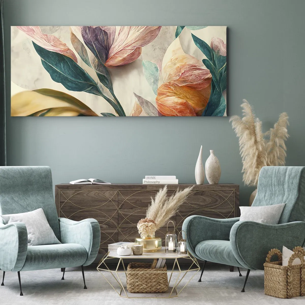 Bild auf Leinwand - Leinwandbild - Blumen der südlichen Inseln - 90x30 cm