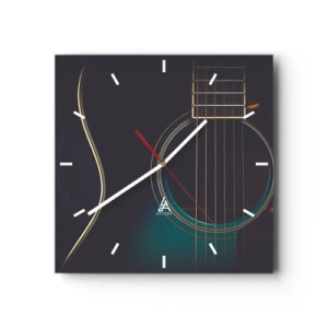 Wanduhr - Glasuhr - Akustikgitarre in dunklem, elegantem Licht - 30x30cm - Einen Moment bevor es ertönt - Moderne Wanddekoration für Wohnzimmer und Schlafzimmer ARTTOR