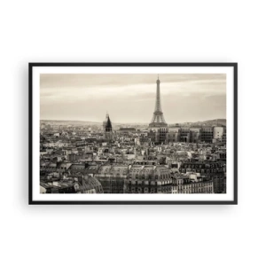 Poster in einem schwarzem Rahmen - Über den Dächern von Paris - 91x61 cm