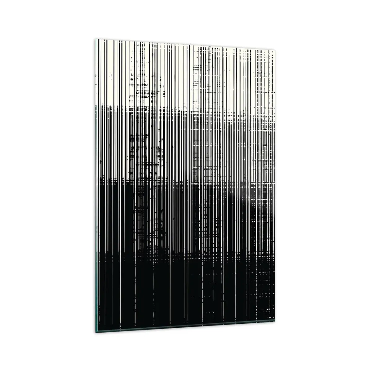 Glasbild - Bild auf glas - Abstrakte Linienkomposition in kontrastierendem Schwarz und Weiß - 80x120cm - Wellen und Vibrationen - Moderne Wanddekoration für Wohnzimmer und Schlafzimmer ARTTOR