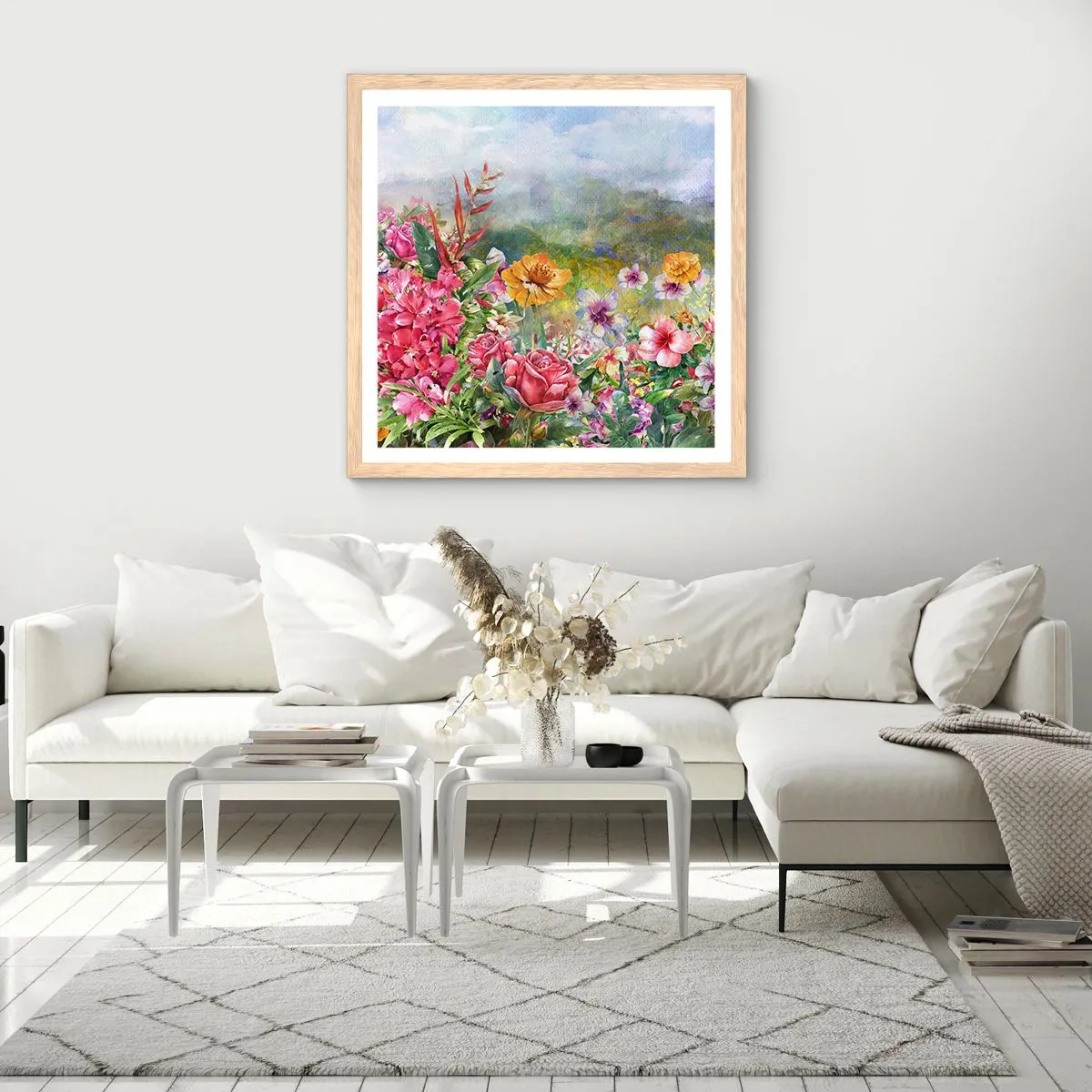 Poster in einem Rahmen aus heller Eiche - Ein Garten, der verrückt geworden ist - 30x30 cm