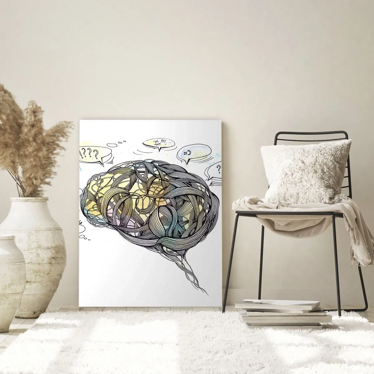 Glasbild - Bild auf glas - Eine künstlerische Vision des Gehirns mit bunten Elementen - 80x120cm - Mann - ein großes Geheimnis - Moderne Wanddekoration für Wohnzimmer und Schlafzimmer ARTTOR