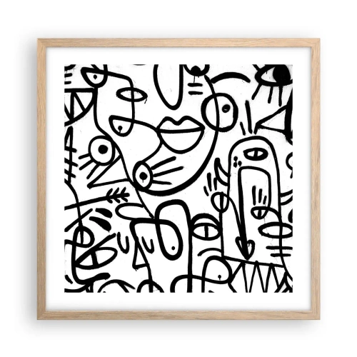 Poster in einem Rahmen aus heller Eiche - Gesichter und Luftspiegelungen - 50x50 cm