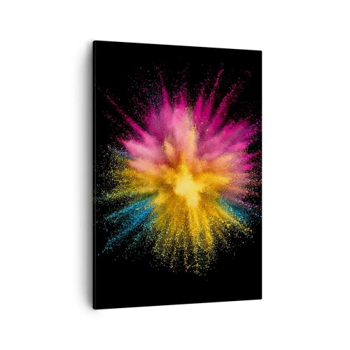 Bild auf Leinwand - Leinwandbild - Bunte Pulverexplosion auf schwarzem Hintergrund - 50x70cm - Die Geburt der Farben - Moderne Wanddekoration für Wohnzimmer und Schlafzimmer ARTTOR