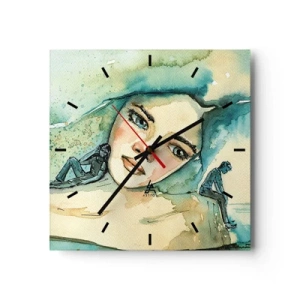 Wanduhr - Glasuhr - Bin ich blau? - 40x40 cm